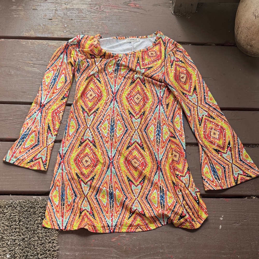Vibrant Multicolor Geometric Pattern Dress